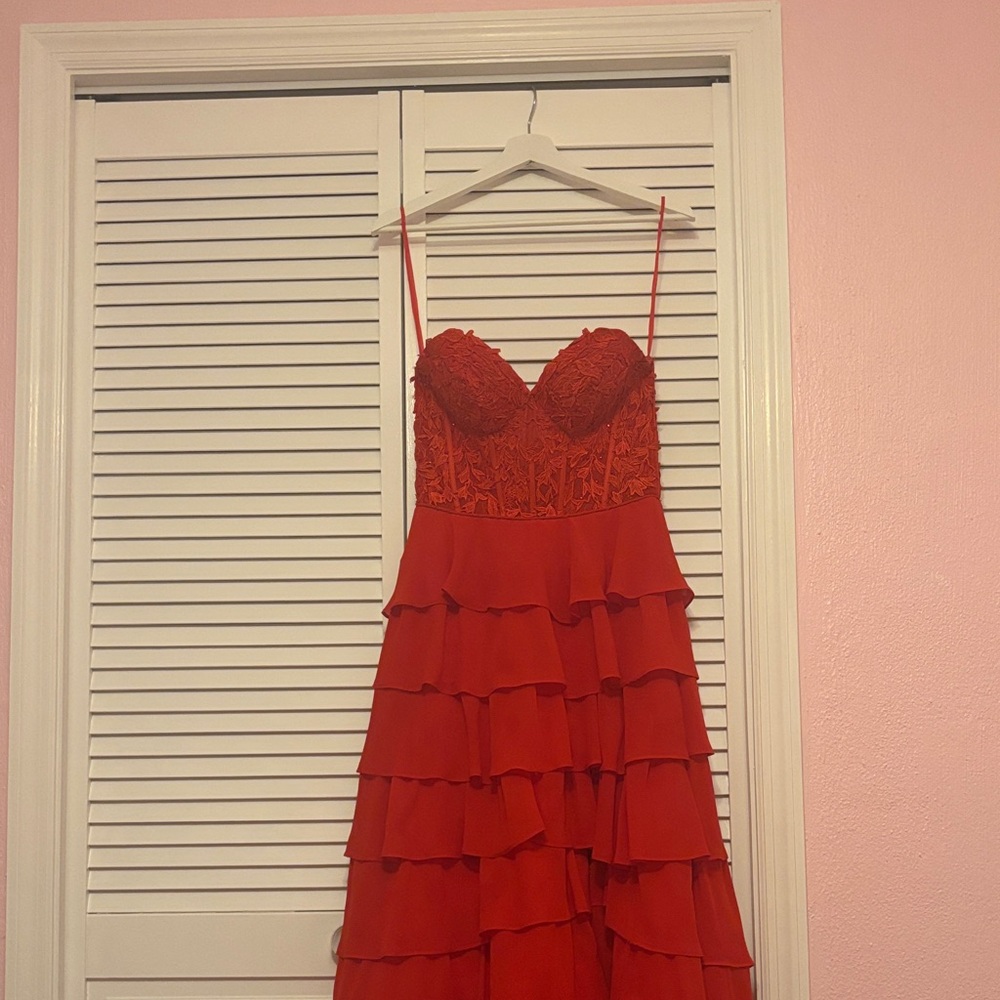 Elegant Red Tiered Dress